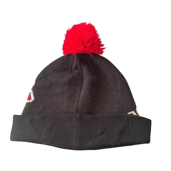 Atlanta Braves Baseball "A" Knit Stocking Pom Pom Navy/Red Beenie Hat Sz Small - Picture 3 of 3